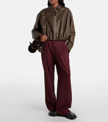 Platypus Mini leather-trimmed shearling shoulder bag | Loewe