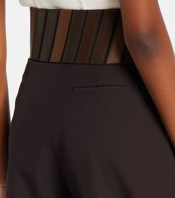 Leather-trimmed wool straight pants | Alaïa