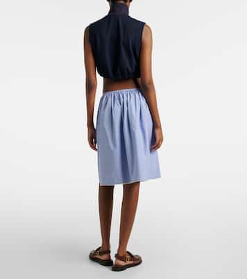 Gingham lace-trimmed cotton midi skirt | Miu Miu