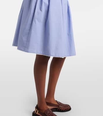 Gingham lace-trimmed cotton midi skirt | Miu Miu