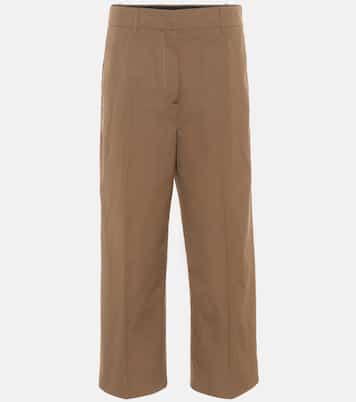 Cropped high-rise cotton pants | Prada