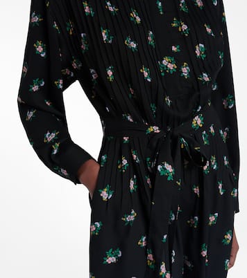 Cora floral pleated shirt dress in black Tory Burch Mytheresa