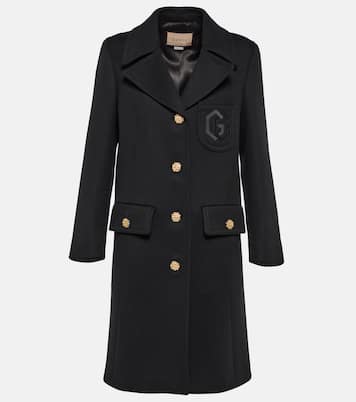 Double G embroidered wool coat | Gucci