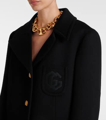 Double G embroidered wool coat | Gucci