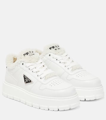Shearling-lined platform sneakers | Prada