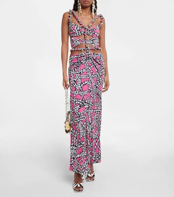 Vestido midi de seda estampado | Area