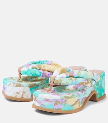 Floral-printed platform thong sandals | Dries Van Noten