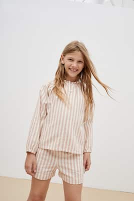 Shorts Ambra de algodón y lino a rayas | The New Society