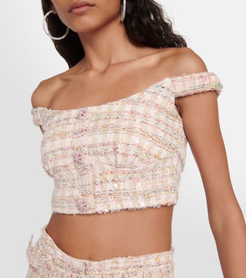 Top cropped in bouclé con paillettes | Self-Portrait
