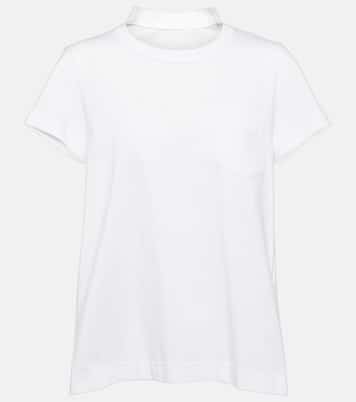 T-shirt in jersey di cotone con pieghe | Sacai