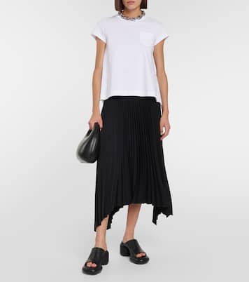 T-shirt in jersey di cotone con pieghe | Sacai