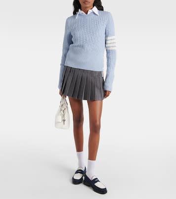 Leather-trimmed tweed loafers | Thom Browne
