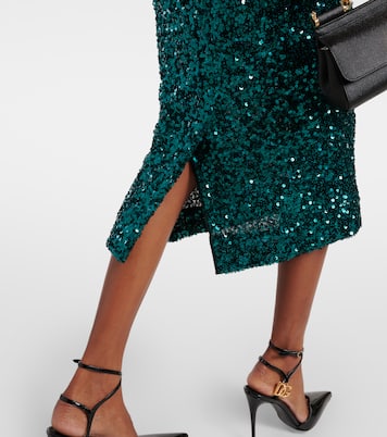 Vestido midi con lentejuelas y plumas | Dolce&Gabbana