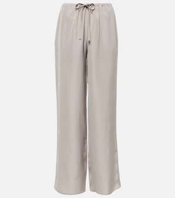 Pantalones anchos Jugi de seda de tiro alto | The Row