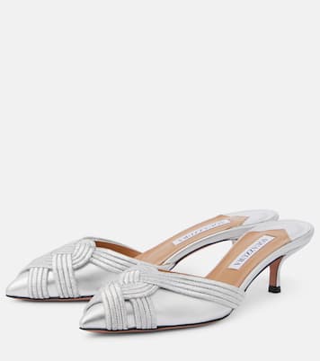 Mules Felix 50 en cuir métallisé | Aquazzura