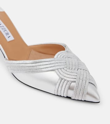 Mules Felix 50 en cuir métallisé | Aquazzura