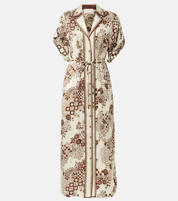 Bedrucktes Hemdblusenkleid Vinnie aus Satin | Alémais