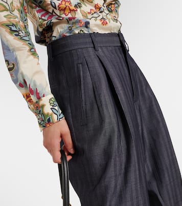 Pleated wool-blend wide-leg pants | Etro