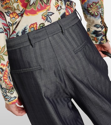 Pleated wool-blend wide-leg pants | Etro