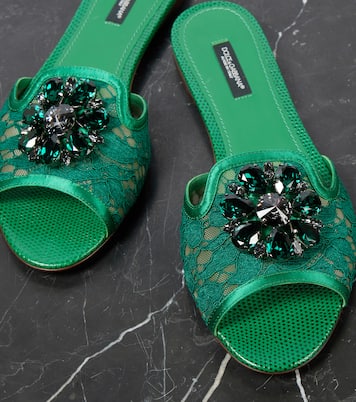 Sandali Bianca in pizzo con cristalli | Dolce&Gabbana