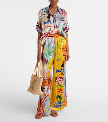 La Charrasca printed silk satin shirt | Alémais