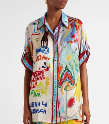 La Charrasca printed silk satin shirt | Alémais