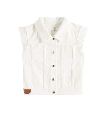 Logo embroidered denim vest | Chloé Kids
