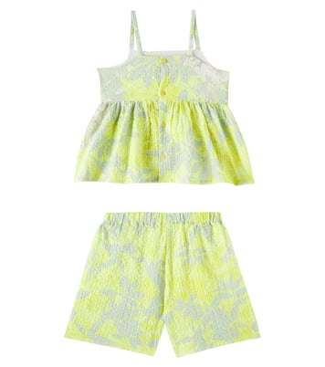 Top e shorts in cotone con stampa | Il Gufo