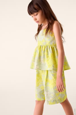 Top e shorts in cotone con stampa | Il Gufo