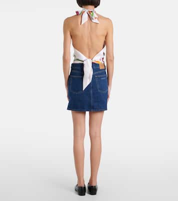 Floral halterneck silk twill top | Gucci