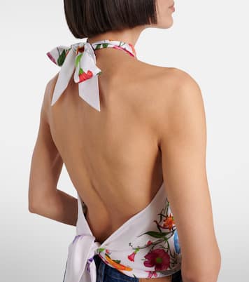 Floral halterneck silk twill top | Gucci
