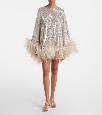 Abito corto Nassau con paillettes e piume | Taller Marmo