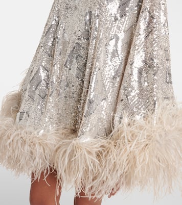 Abito corto Nassau con paillettes e piume | Taller Marmo