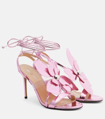 Orchid 95 floral-appliqué leather sandals | Mach & Mach