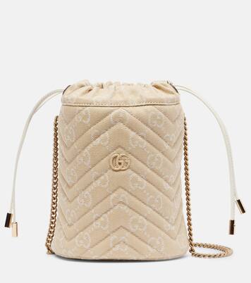 GG Marmont Mini denim bucket bag | Gucci