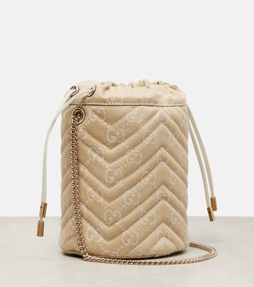 GG Marmont Mini denim bucket bag | Gucci