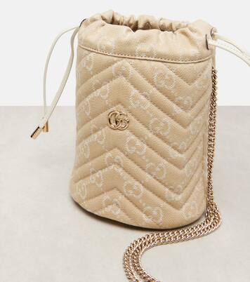 GG Marmont Mini denim bucket bag | Gucci