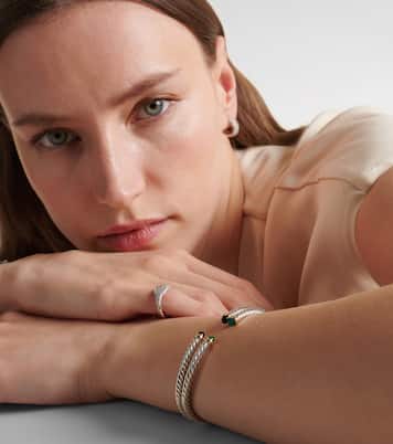 Bracciale Cable Flex in argento sterling e oro 14kt con onici | David Yurman