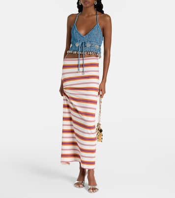 Crop top de croché de lamé adornado | Rabanne