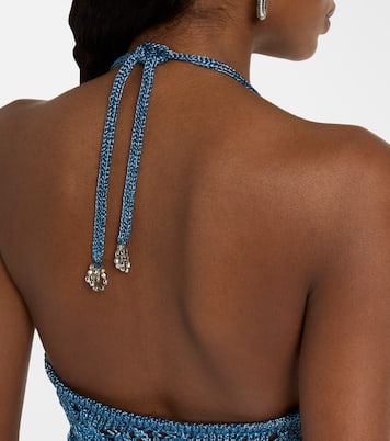 Crop top de croché de lamé adornado | Rabanne