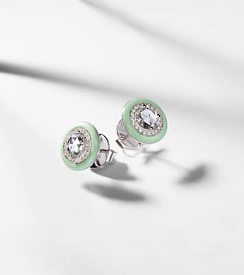Orecchini in oro bianco 18kt con diamanti e smalto | Kamyen