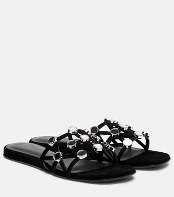 Grid embellished suede flat sandals | The Attico
