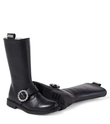 Stiefel aus Leder mit Kristallen | Monnalisa