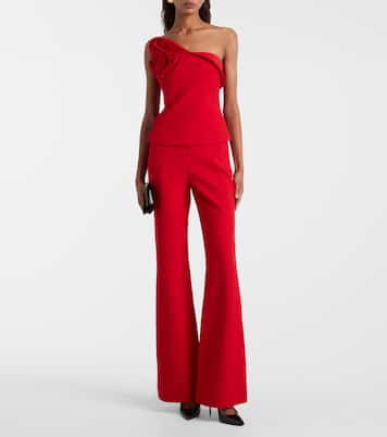 Floral-appliqué strapless crêpe top | Roland Mouret