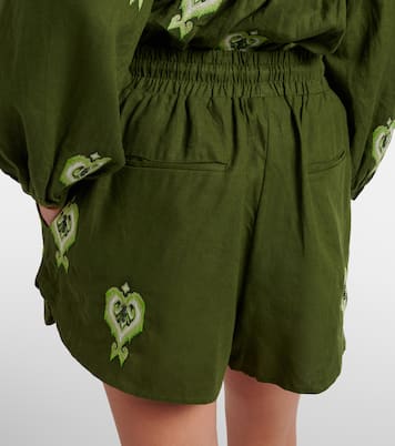 Embroidered linen-blend shorts | Farm Rio