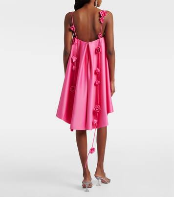 Fiona floral-appliqué satin minidress | Leo Lin