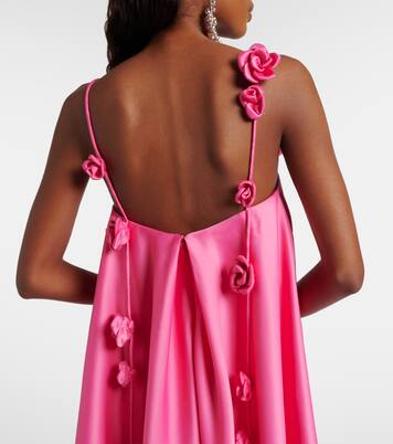 Fiona floral-appliqué satin minidress | Leo Lin