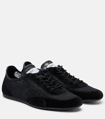 Sunny suede-trimmed lace sneakers | Jimmy Choo