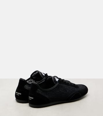 Sunny suede-trimmed lace sneakers | Jimmy Choo