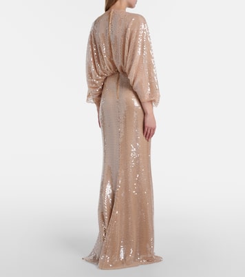 Robe aus Mesh mit Spitze und Pailletten | Elie Saab